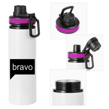 Bravo, Metallic water bottle with safety lid, 850ml aluminum