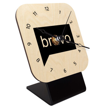 Bravo, Επιτραπέζιο ρολόι σε φυσικό ξύλο (10cm)
