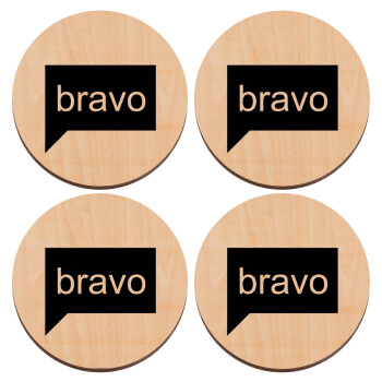 Bravo, ΣΕΤ x4 Σουβέρ ξύλινα στρογγυλά plywood (9cm)