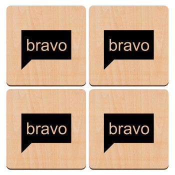 Bravo, ΣΕΤ x4 Σουβέρ ξύλινα τετράγωνα plywood (9cm)