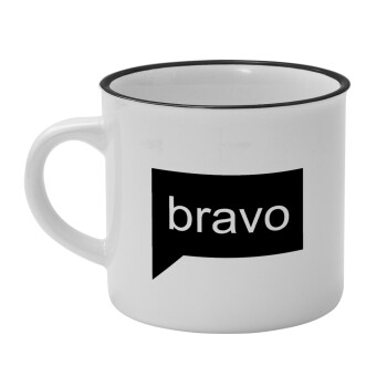 Bravo, Κούπα κεραμική vintage Λευκή/Μαύρη 230ml