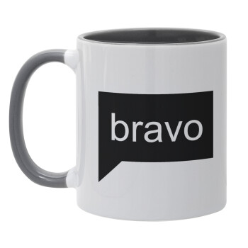 Bravo, Κούπα χρωματιστή γκρι, κεραμική, 330ml