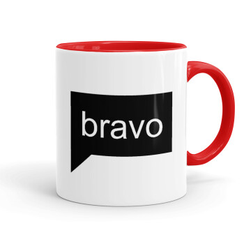 Bravo, Κούπα χρωματιστή κόκκινη, κεραμική, 330ml