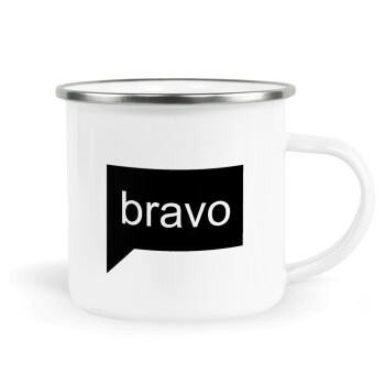 Bravo, Metallic enamel cup white 360ml
