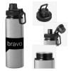Metallic water bottle with safety cap, 850ml aluminum