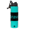 Metallic water bottle with safety lid, 850ml aluminum