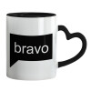 Mug heart black handle, ceramic, 330ml