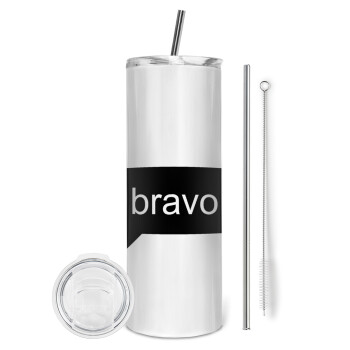 Bravo, Tumbler stainless steel 600ml, with metal straw & cleaning brush