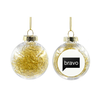 Bravo, Transparent Christmas tree ball ornament with gold filling 8cm