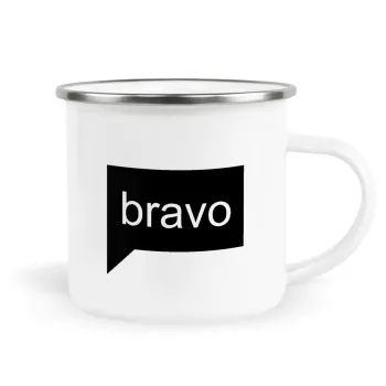 Bravo, Metallic enamel cup white 360ml