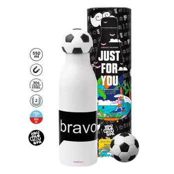 Bravo, Soccer Metal mug thermos, double wall, 550ml