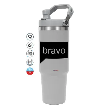 Bravo, ΓΚΡΙ χρώματος Θερμός Ανοξείδωτο 890ml (30oz) με χερούλι