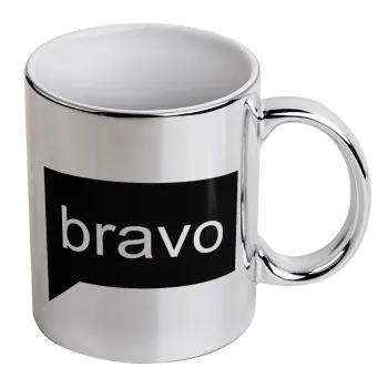 Bravo, Mug ceramic, silver mirror, 330ml