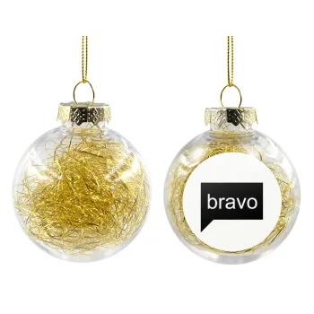 Bravo, Transparent Christmas tree ball ornament with gold filling 8cm
