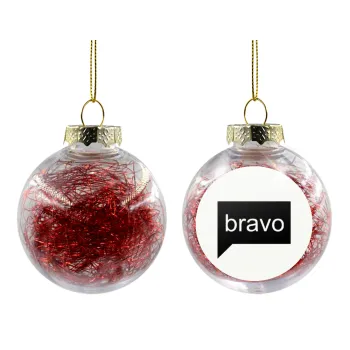Bravo, Transparent Christmas tree ball ornament with red filling 8cm