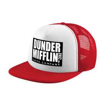 Dunder Mifflin, Inc Paper Company, Children's Soft Trucker Hat with Red/White Mesh (POLYESTER, CHILDREN'S, ONE SIZE)