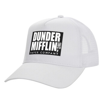 Dunder Mifflin, Inc Paper Company, Καπέλο Ενηλίκων Structured Trucker, με Δίχτυ, ΛΕΥΚΟ (100% ΒΑΜΒΑΚΕΡΟ, ΕΝΗΛΙΚΩΝ, UNISEX, ONE SIZE)