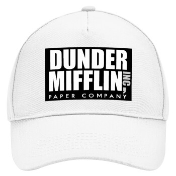 Dunder Mifflin, Inc Paper Company, Adult Baseball Cap, Drill, White (100% COTTON, ADULT, UNISEX, ONE SIZE)