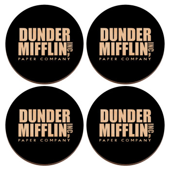 Dunder Mifflin, Inc Paper Company, ΣΕΤ x4 Σουβέρ ξύλινα στρογγυλά plywood (9cm)