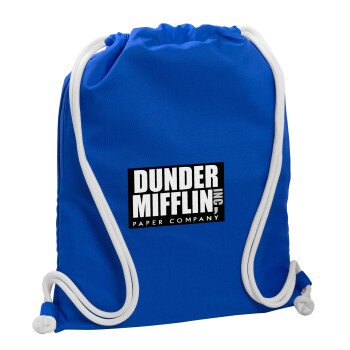 Dunder Mifflin, Inc Paper Company, Τσάντα πλάτης πουγκί GYMBAG Μπλε, με τσέπη (40x48cm) & χονδρά κορδόνια