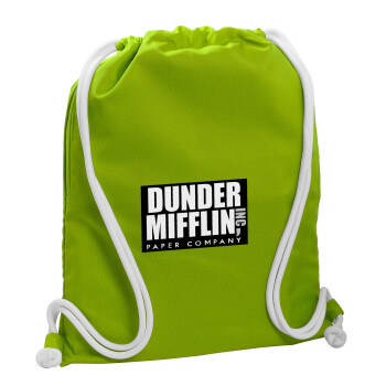 Dunder Mifflin, Inc Paper Company, Backpack bag GYMBAG LIME GREEN, with pocket (40x48cm) & thick cords