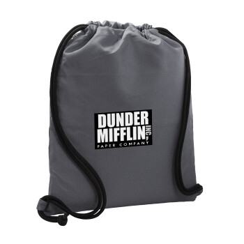 Dunder Mifflin, Inc Paper Company, Backpack pouch GYMBAG GREY, with pocket (40x48cm) & thick cords