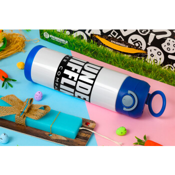 Dunder Mifflin, Inc Paper Company, Easter candle, Childrens hot water bottle, stainless steel, with safety straw, BLUE (500ml)