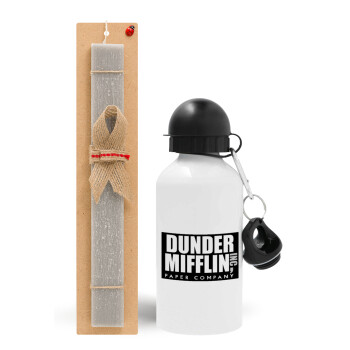 Dunder Mifflin, Inc Paper Company, Πασχαλινό Σετ, παγούρι μεταλλικό  αλουμινίου (500ml) & πασχαλινή λαμπάδα αρωματική πλακέ (30cm) (ΓΚΡΙ)