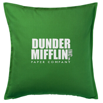Dunder Mifflin, Inc Paper Company, Μαξιλάρι καναπέ Πράσινο 100% βαμβάκι, περιέχεται το γέμισμα (50x50cm)