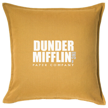 Dunder Mifflin, Inc Paper Company, Μαξιλάρι καναπέ Κίτρινο 100% βαμβάκι, περιέχεται το γέμισμα (50x50cm)