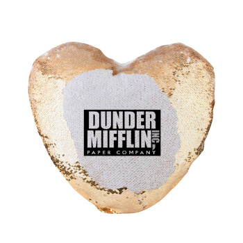 Dunder Mifflin, Inc Paper Company, Μαξιλάρι καναπέ καρδιά Μαγικό Χρυσό με πούλιες 40x40cm περιέχεται το  γέμισμα