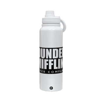 Dunder Mifflin, Inc Paper Company, 1L Stainless Steel Thermal Bottle with Phone Holder & Double Wall Insulation