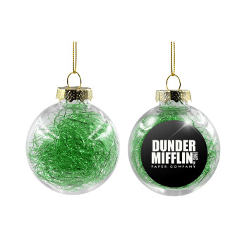 Dunder Mifflin, Inc Paper Company, Χριστουγεννιάτικη μπάλα δένδρου διάφανη με πράσινο γέμισμα 8cm