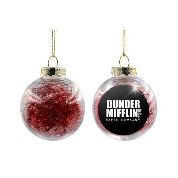 Dunder Mifflin, Inc Paper Company, Χριστουγεννιάτικη μπάλα δένδρου διάφανη με κόκκινο γέμισμα 8cm