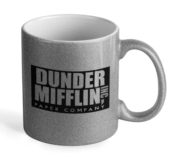Dunder Mifflin — Silver glitter mug that sparkles, ceramic, 330ml