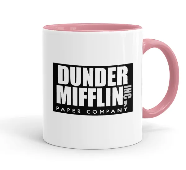 Dunder Mifflin — Κούπα χρωματιστή ροζ, κεραμική, 330ml