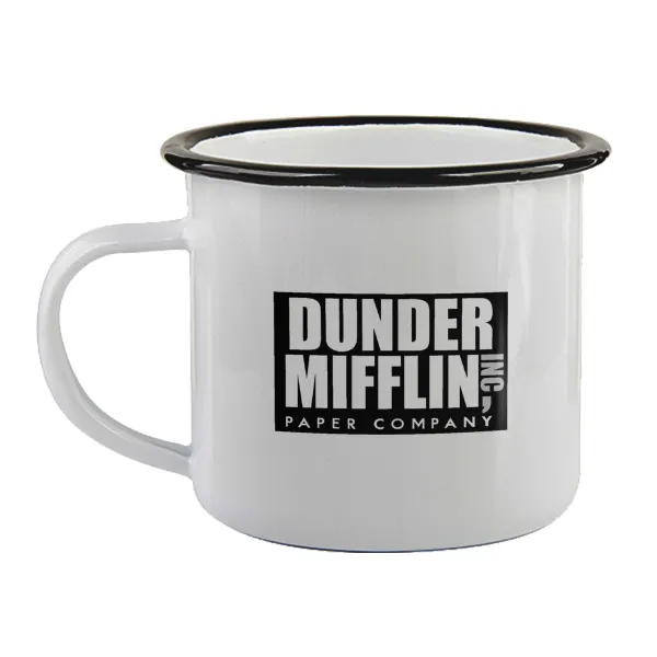 Dunder Mifflin — Enamel mug with black rim, 360ml