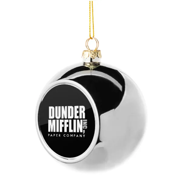 Dunder Mifflin — Στολίδι Χριστουγεννιάτικη μπάλα δένδρου Ασημένια 8cm