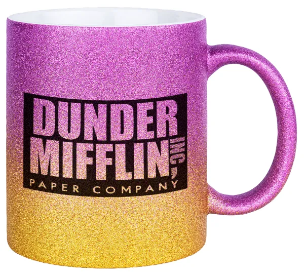 Dunder Mifflin — Gold/pink glitter mug, ceramic, 330ml