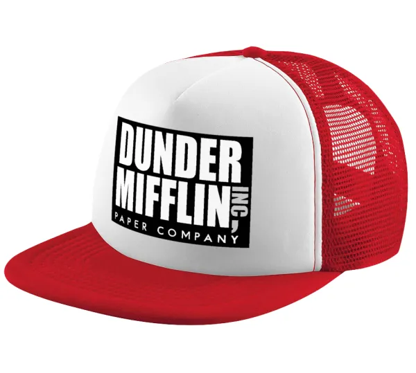 Dunder Mifflin — Καπέλο παιδικό Soft Trucker με Δίχτυ ΚΟΚΚΙΝΟ/ΛΕΥΚΟ (POLYESTER, ΠΑΙΔΙΚΟ, ONE SIZE)