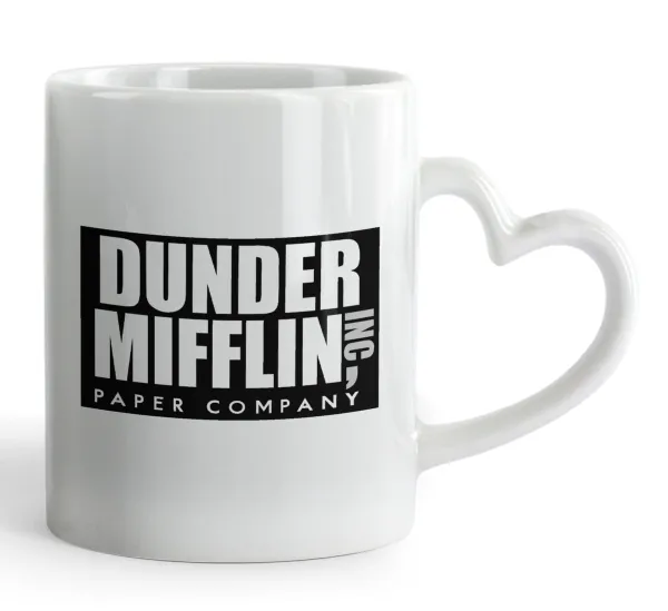 Dunder Mifflin — Κούπα καρδιά χερούλι λευκή, κεραμική, 330ml