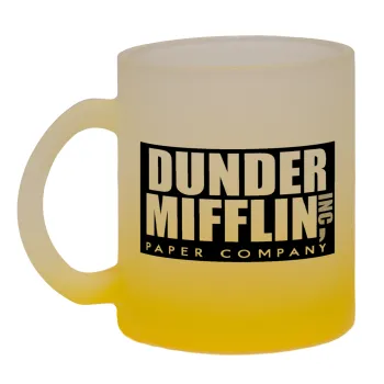 Dunder Mifflin, Inc Paper Company, Κούπα γυάλινη δίχρωμη με βάση το κίτρινο ματ, 330ml