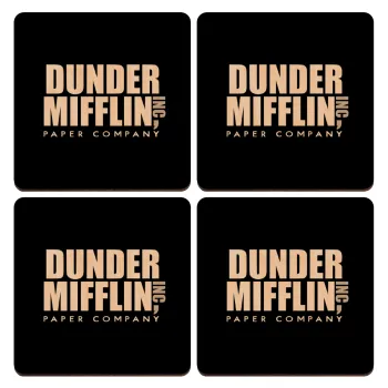 Dunder Mifflin, Inc Paper Company, ΣΕΤ x4 Σουβέρ ξύλινα τετράγωνα plywood (9cm)