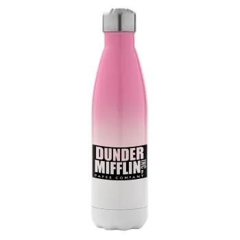 Dunder Mifflin, Inc Paper Company, Metal mug thermos Pink/White (Stainless steel), double wall, 500ml