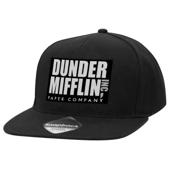 Dunder Mifflin, Inc Paper Company, Καπέλο Ενηλίκων Flat Snapback Μαύρο, (100% ΒΑΜΒΑΚΕΡΟ TWILL, ΕΝΗΛΙΚΩΝ, UNISEX, ONE SIZE)