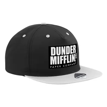 Dunder Mifflin, Inc Paper Company, Καπέλο Ενηλίκων Flat Snapback Μαύρο/Γκρι, (100% ΒΑΜΒΑΚΕΡΟ TWILL, ΕΝΗΛΙΚΩΝ, UNISEX, ONE SIZE)