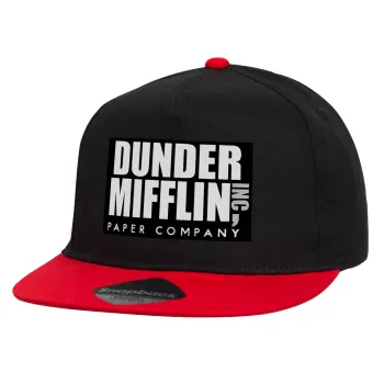 Dunder Mifflin, Inc Paper Company, Children's Flat Snapback Hat, Black/Red (100% COTTON, CHILDREN'S, UNISEX, ONE SIZE)