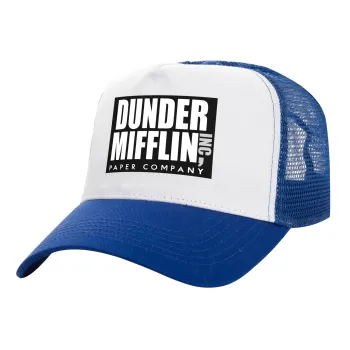 Dunder Mifflin, Inc Paper Company, Καπέλο Ενηλίκων Structured Trucker, με Δίχτυ, ΛΕΥΚΟ/ΜΠΛΕ (100% ΒΑΜΒΑΚΕΡΟ, ΕΝΗΛΙΚΩΝ, UNISEX, ONE SIZE)