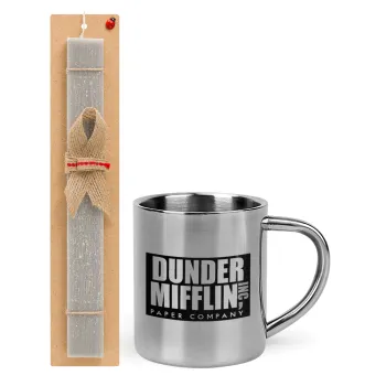 Dunder Mifflin, Inc Paper Company, Πασχαλινή Λαμπάδα με μεταλλική κούπα θερμό (300ml) & κερί αρωματικό πλακέ (30cm) (ΓΚΡΙ)