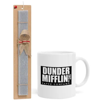 Dunder Mifflin, Inc Paper Company, Easter Set, Ceramic Cup (330ml) & Easter aromatic flat candle (30cm) (GRAY)